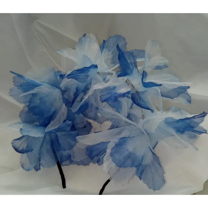 Diadema Con Flores Azules de Tela
